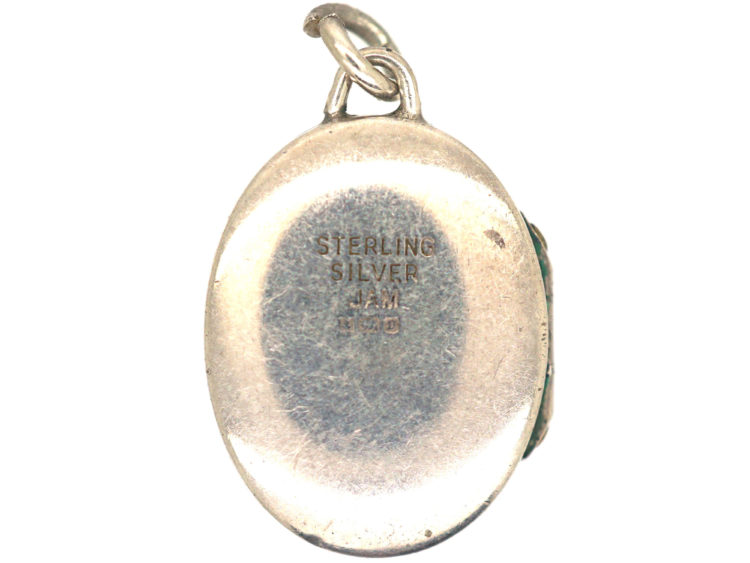 Oval Silver Locket with Tulip Motif