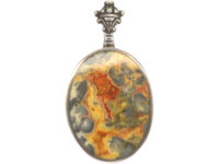Silver Double Sided Queen's Silver Jubilee Pendant With Tiger's Eye & Agate