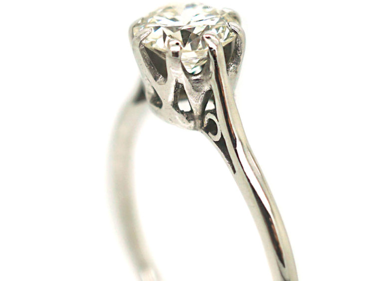 Art Deco Platinum, Diamond Solitaire Ring