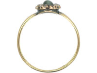 Edwardian 18ct Gold, Cat's Eye Chrysoberyl & Rose Diamond Cluster Ring