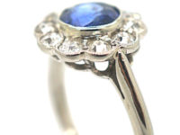 Edwardian Platinum, Sapphire & Diamond Cluster Ring