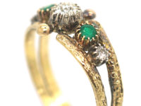 Victorian 18ct Gold Ring set with Emerald & Diamonds