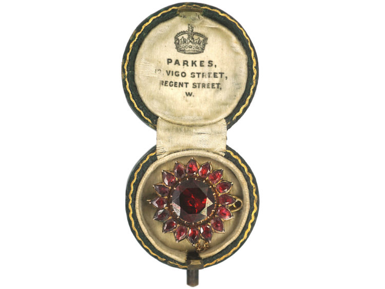 Georgian Gold & Flat Cut Garnet Brooch