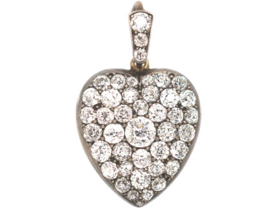 Edwardian Heart Shaped Pendant Pavé Set with Diamonds