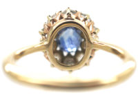 Edwardian 18ct Gold, Rose Cut Sapphire & Diamond Cluster Ring