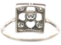 Art Deco 18ct White Gold Gothic Design Ring set with Diamonds