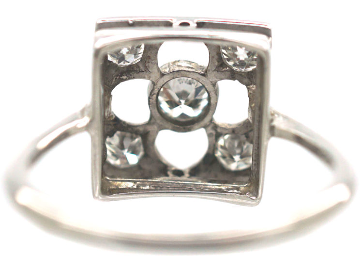 Art Deco 18ct White Gold Gothic Design Ring set with Diamonds