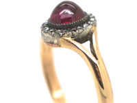 Edwardian 18ct Gold, Ruby & Rose Diamond Cluster Ring
