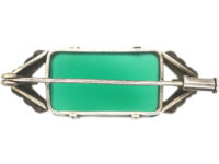 Art Deco Silver, Marcasite & Green Chalcedony Brooch