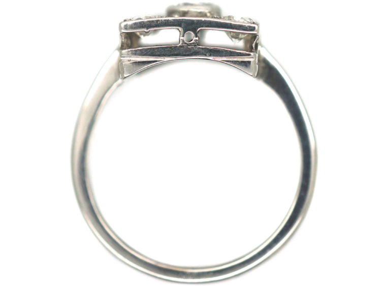 Art Deco 18ct White Gold Gothic Design Ring set with Diamonds