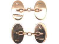 9ct Gold Cufflinks with Engraving of Leaves
