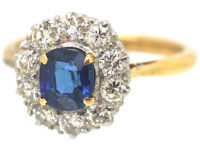 18ct Gold & Platinum, Sapphire & Diamond Cluster Ring