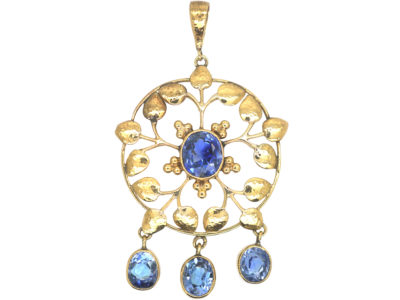Art Nouveau 15ct Gold & Sapphire Pendant