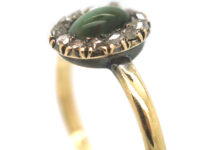 Edwardian 18ct Gold, Cat's Eye Chrysoberyl & Rose Diamond Cluster Ring