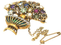 Retro 18ct Gold, Black Opal, Sapphire, Diamond, Ruby & Pearl Giardinetti Brooch