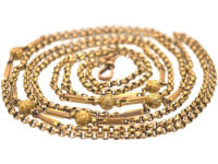 Victorian 9ct Gold Ornate Long Guard Chain