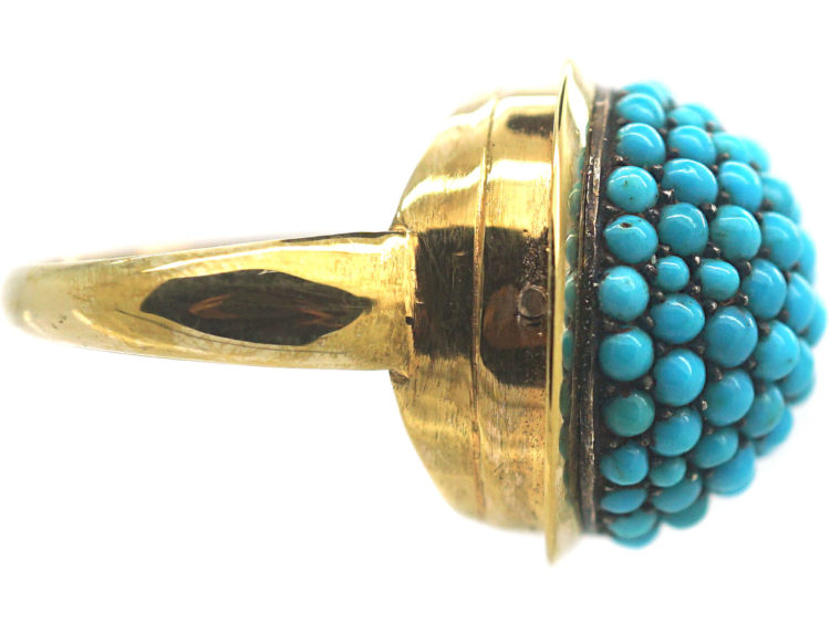 15ct Gold Pave Set Turquoise Ring