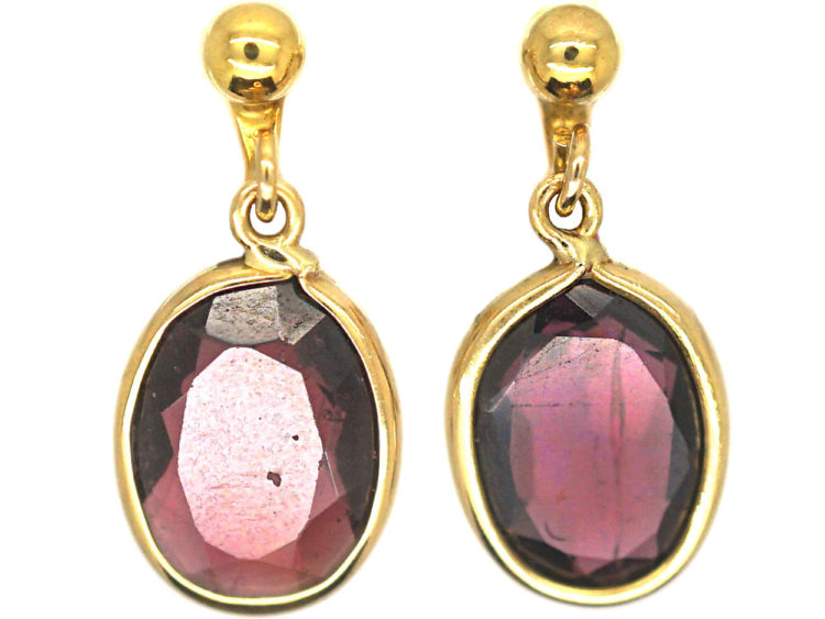 9ct Gold & Garnet Drop Earrings