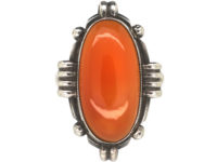 Art Deco Silver & Oval Carnelian Ring