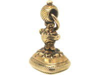Georgian 15ct Gold Seal with Chalcedony Intaglio of Lion Rampant with Earl's Coronet
