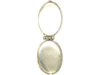 Small Silver Oval Locket with Sunburst Design