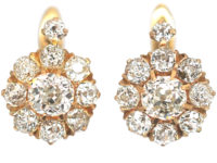 Edwardian 18ct Gold Diamond Cluster Earrings
