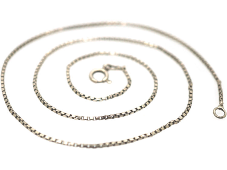 14ct White Gold Narrow Box Link Chain