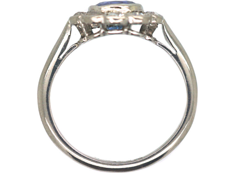 Edwardian Platinum, Sapphire & Diamond Cluster Ring