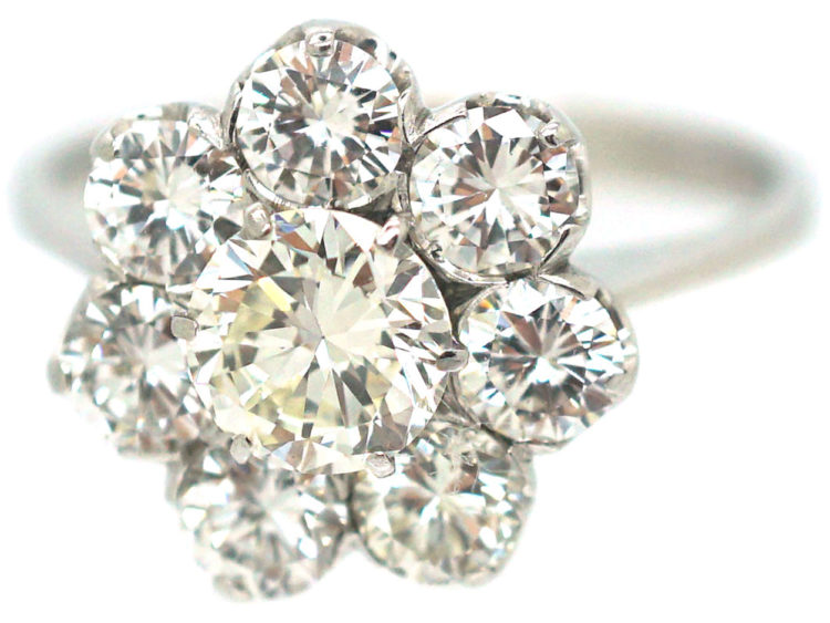 18ct White Gold Diamond Daisy Cluster Ring