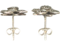 Silver & Marcasite Flower Earrings