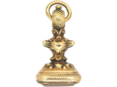 Georgian 15ct Gold Seal with Chalcedony Intaglio of Lion Rampant with Earl’s Coronet