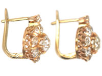 Edwardian 18ct Gold Diamond Cluster Earrings