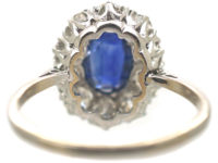Platinum, Sapphire & Diamond Oval Cluster Ring