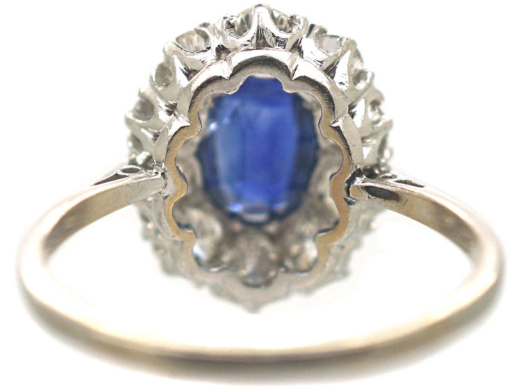 Platinum, Sapphire & Diamond Oval Cluster Ring