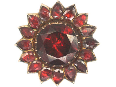 Georgian Gold & Flat Cut Garnet Brooch