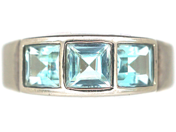Silver & Light Blue Aquamarine Ring