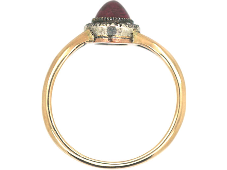 Edwardian 18ct Gold, Ruby & Rose Diamond Cluster Ring