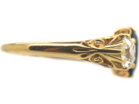 Victorian 18ct Gold, Sapphire & Diamond Three Stone Ring