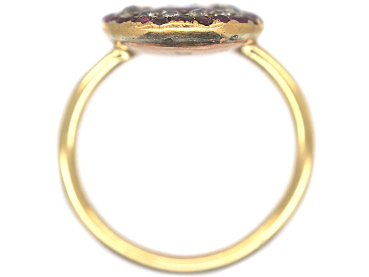 Georgian Ruby & Diamond Oval Cluster Ring