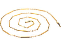 Edwardian 15ct Gold Baton & Trace Link Chain