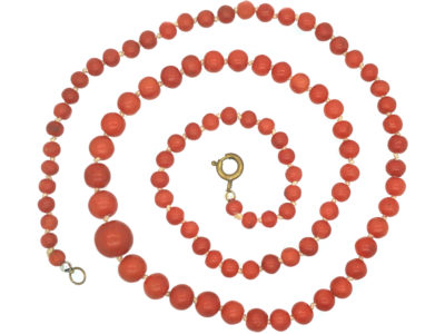 Victorian Natural Coral Strand of Graduated Beads