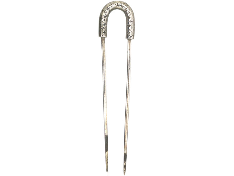 Pair of 19th Century Silver French Horseshoe Hairpins