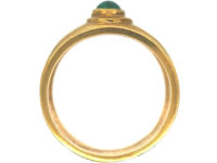 Vintage 9ct Gold & Cabochon Emerald Wide Ring