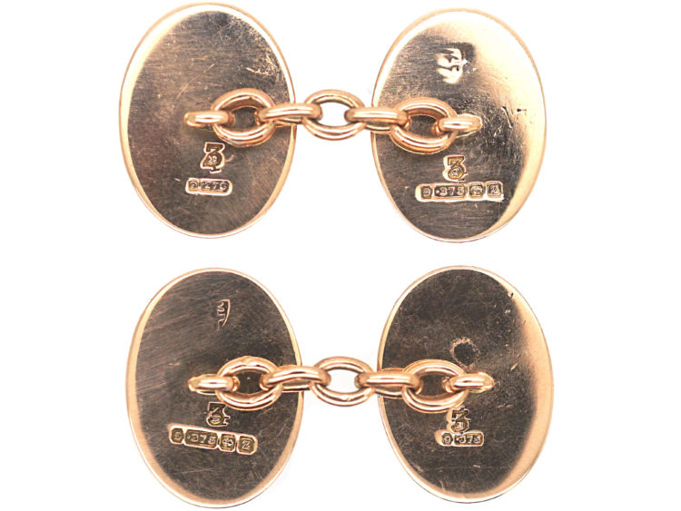 Victorian 9ct Gold Cufflinks with Floral Design