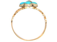 Regency 15ct Gold & Turquoise & Rose Diamond Forget me Not Ring