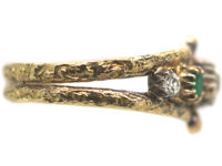 Victorian 18ct Gold Ring set with Emerald & Diamonds