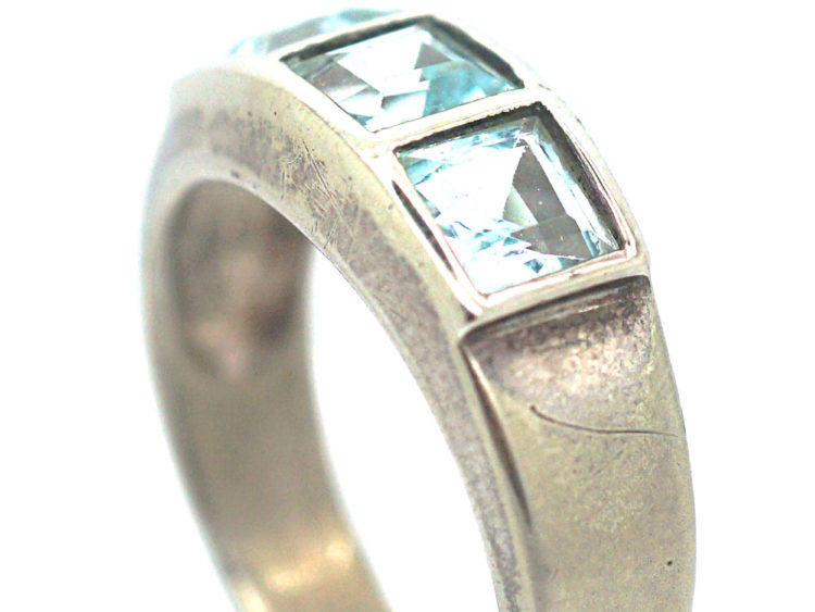 Silver & Light Blue Aquamarine Ring