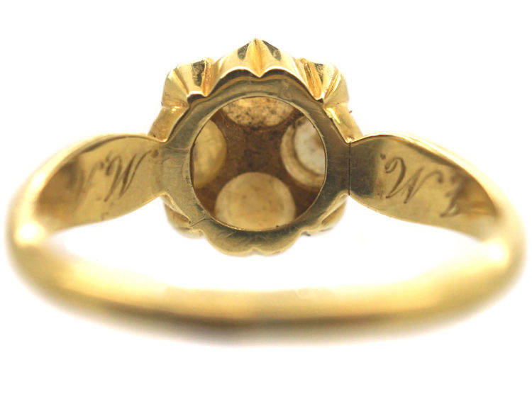 Regency 18ct Gold, Natural Split Pearl, Rose Diamond Ring