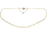 Edwardian Natural Pearl Necklace with Diamond Set Cluster Clasp