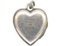 Silver Heart Shaped Locket with Engraved leaf Motif